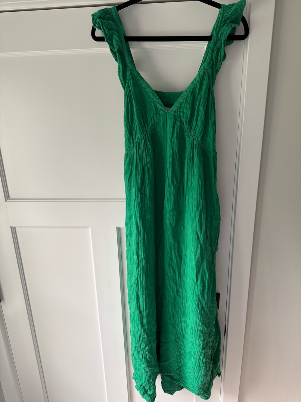 Xirena Green Cotton Gauze Maxi Dress L Boho Beach Coverup With Pockets